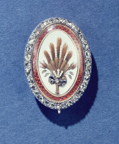 Pendant of Rose Diamonds, Enamelled Pearls and Hair by Unbekannt Unbekannt